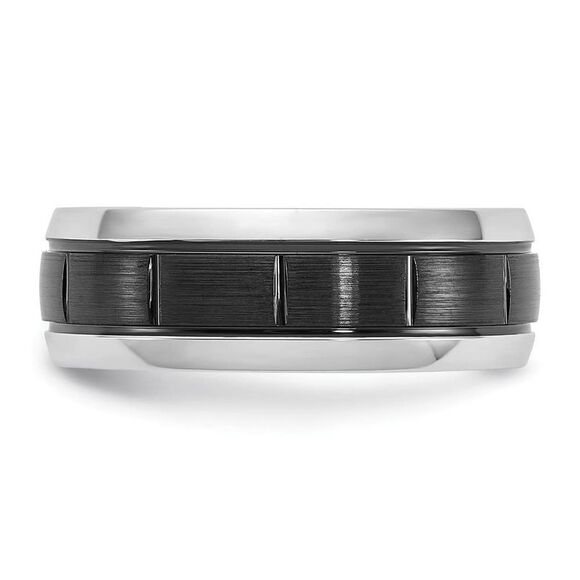 Chisel Cobalt Polished with Brushed Black IP-plated Grooved Center 8mm Band - Picture 9 of 9